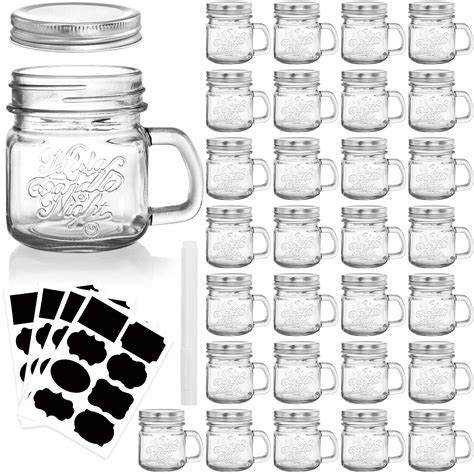 Buy DEAYOU 30 Pack 8 OZ Glass Mason Mugs with Silver Screw Lids, Small ...