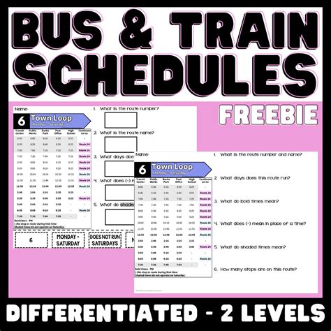 Bus & Train Schedules FREEBIE - Life Skills - Vocational - Special Edu ...
