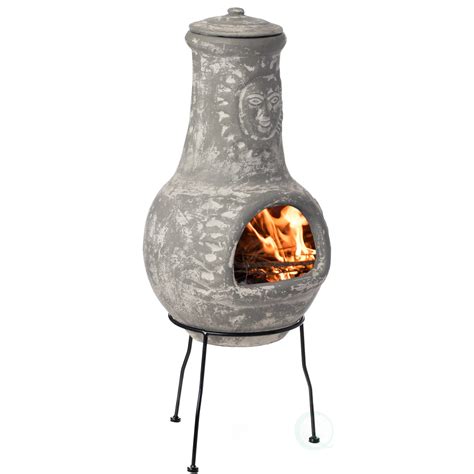 Snapklik.com : Outdoor Clay Chiminea Fireplace Sun Design Wood Burning ...