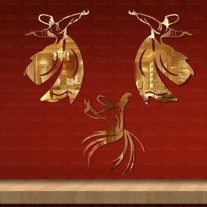 LOOK DECOR 80 cm Sufi Dance Gold(Pack Of 3)code9 Self Adhesive Sticker ...