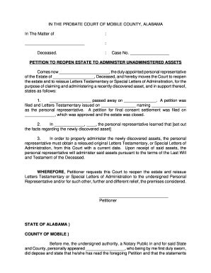 Petition To Reopen Estate Florida Form - Fill Online, Printable ...