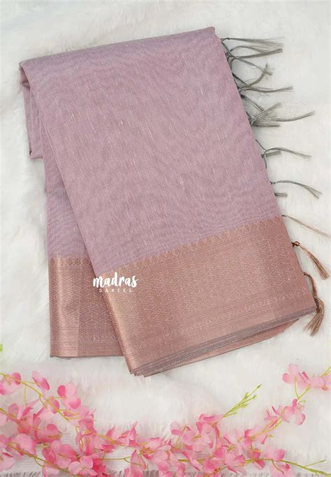 Muted Onion Pink - Banarasi Kota Tissue silk with zari border – Madras ...