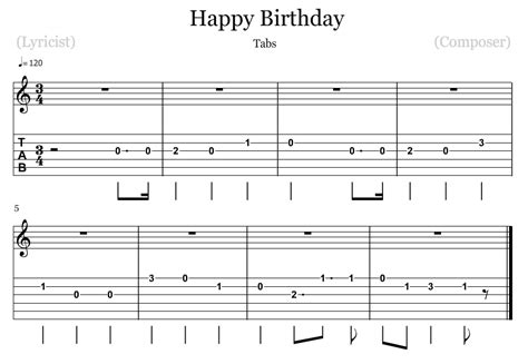 Easy Guitar Tabs For Happy Birthday at Raymond Eudy blog