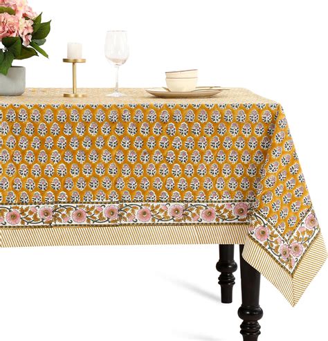 Amazon.com: CPC Tablecloth 100% Cotton 60x90 Inch Indian Block Print ...