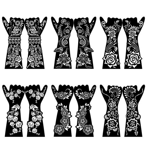 Buy 12 Sheets Henna Tattoo Kit Large Forearm, Large Henna Stencils for ...
