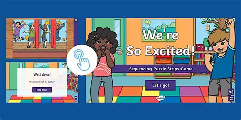 EYFS We're So Excited Sequencing Puzzle Strips Game