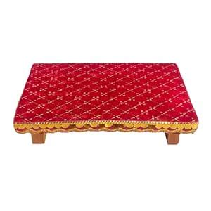 Vardhman Yantra's Decorative Chowki with Red Velvet Top and Golden ...