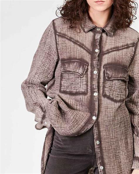 baci Eco Wash Western Paneled Button-Up Shirtdress Dark Brown | Clothing