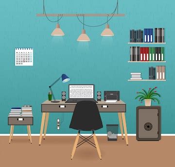 Office room interior with workspace. workplace organization in business ...