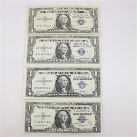 1957 And 1957-A US Silver Certificate $1 Dollar Bill, 4 Pieces ...