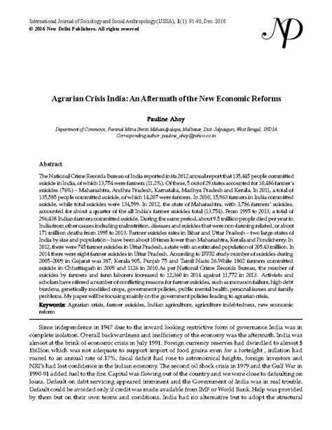 Agrarian crises post 1990 balle balle - Since independence in 1947 due ...