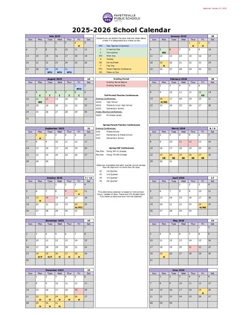 Fayetteville Public Schools Calendar 2025-2026 in PDF - School Calendar ...