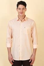 Buy Men Peach Slim Fit Print Full Sleeves Casual Shirt Online ...