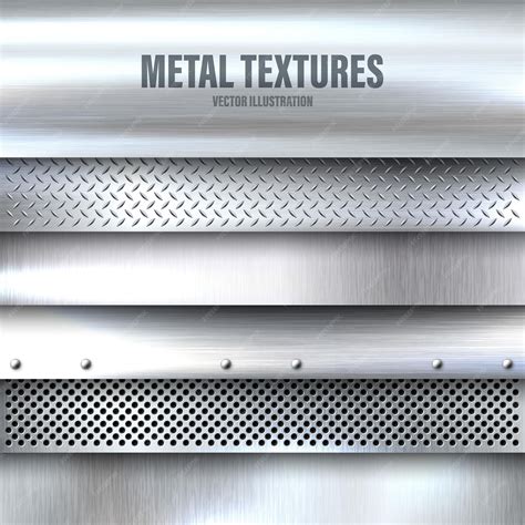 Premium Vector | Realistic brushed metal textures set polished ...