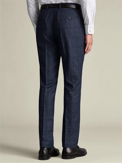 Charles Tyrwhitt Super 120s Merino Wool Check Suit Trousers, Steel Blue