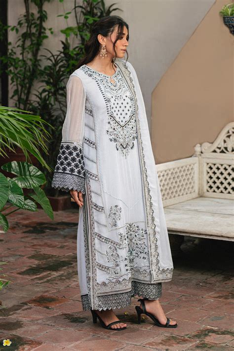 Freesia LILIYA Grey Embroidered Chiffon Pakistani Suit | Formal Festive ...
