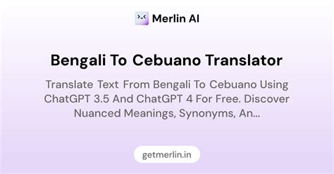 Bengali to Cebuano Translator
