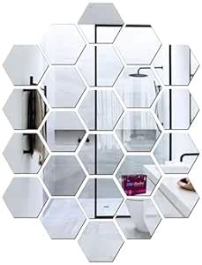 SARUPYA Decorative Hexagonal Mirror Wall Stickers for Hall Room ...