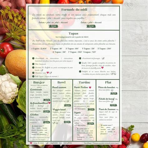 Menu at Chill Woods restaurant, Guichen