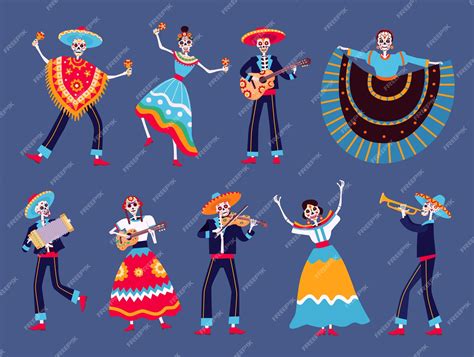 Dag van dode skeletten. Mexicaanse dia de los muertos skelet dansers ...