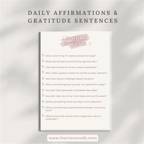 Daily Affirmations & Gratitude Sentences - The Clever Edit