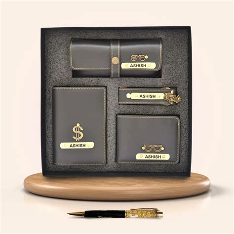 Personalized Pen & All in One Men's Combo (4 pcs) - Grey | Your Gift Studio