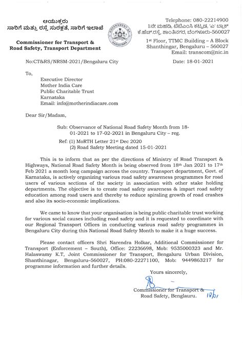Mother India Care - Letters from Governments
