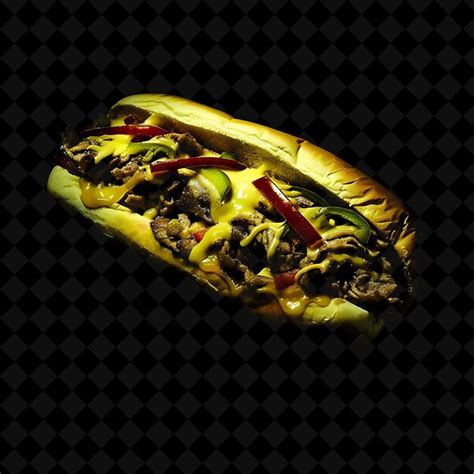 Flashing neon chevrons philly cheesesteak classic in a hoagi png neon ...