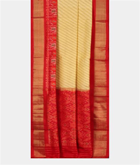 Buy Cream Ikat Silk Saree T357610