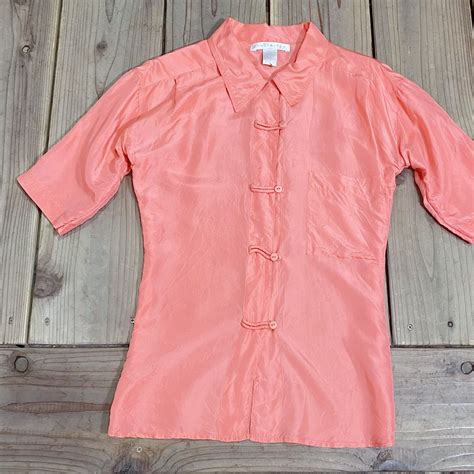 pink silk short sleeves shirt | LEMON