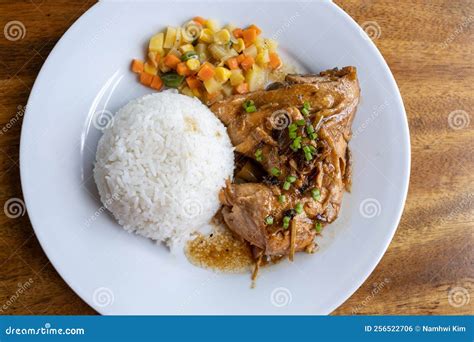 Popular Filipino Food - Chicken Adobo with Rice Set Stock Photo - Image ...
