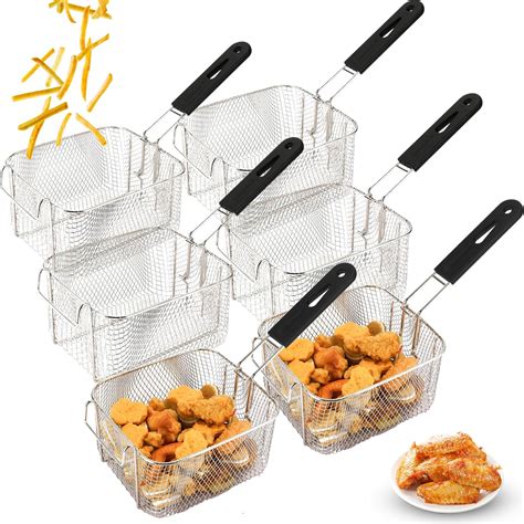 Amazon.com: Lallisa 6 Pieces Deep Fryer Basket Square French Fry Basket ...