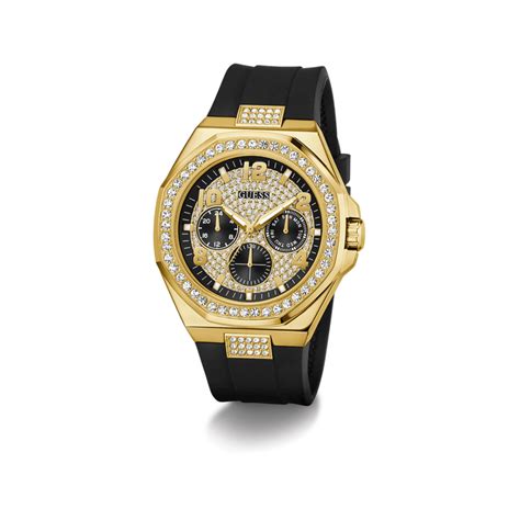 Guess Black Gold Tone Multifunction Stone Studded Mens Watch GW1002G2 ...