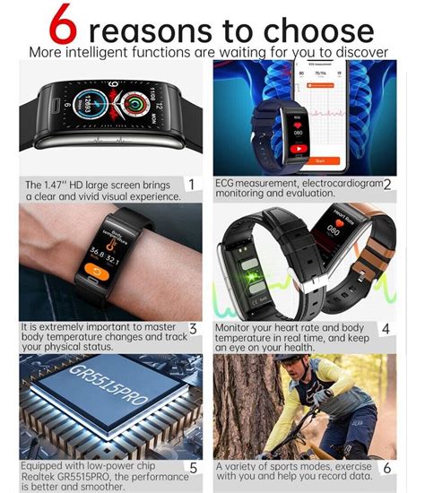 E600 ECG PPG Smart Watch Blood Glucose Heart Rate India | Ubuy