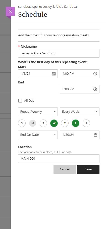 Blackboard Ultra: Course Schedule | TIPS