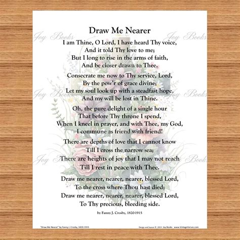 Draw Me Nearer Poem Vintage Verses Watercolor Cross Wall Art