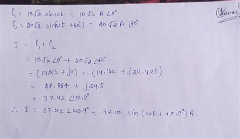 Two sinusoidal currents are given as: i1 = 10√2 sin wt and i2 = 20√2 ...