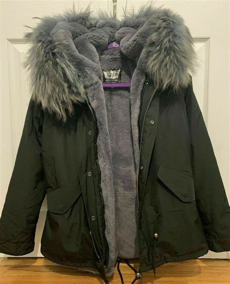 Women's Warm Faux Fur Lined Small Real Raccoon Fur Hood Coat Parka ...