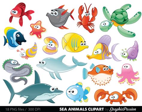 sea creatures clipart - Google Search | Cartoon sea animals, Animal ...