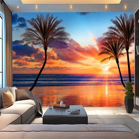 Peel and Stick Wallpaper Canvas Southern California sunset beach ...