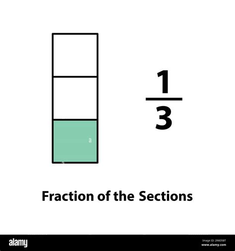 Fraction of the divided into slices 1 by 3. Fractions for Vector flat ...