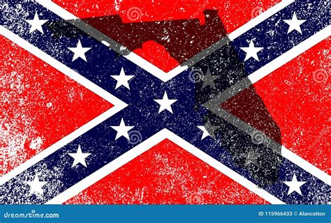 Rebel Civil War Flag with Florida Map Stock Vector - Illustration of ...