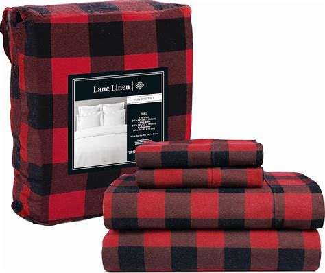 100% Cotton Flannel Sheets Set - Flannel Sheets Full, 4-Piece Flannel ...