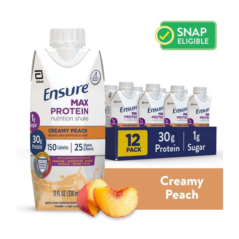 Ensure Max Protein Nutrition Shake, Creamy Peach, 11 fl oz, 12 Count ...