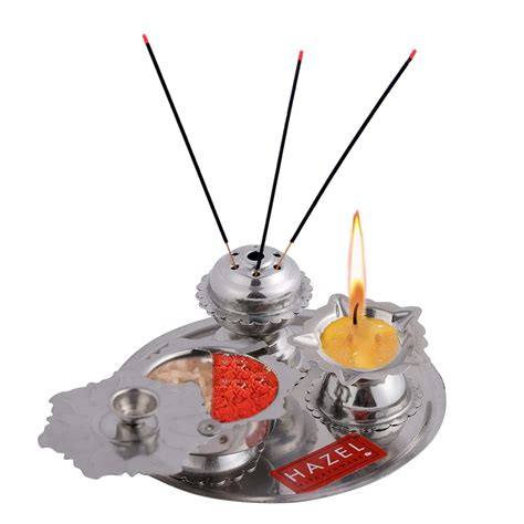 Buy HAZEL Diya with Agarbatti Stand and Karanda| Stainless Steel ...