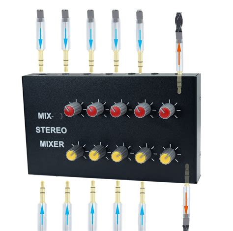 audio mixer Powered 10 Channels input 2 output Mini Audio Mix with 3 ...