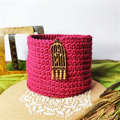 Multi Storage Baskets/ Planter | Jute & Cotton Basket for Home Decor ...