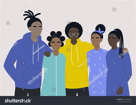Young Black Teenagers Hugging Each Other Stock Vector (Royalty Free ...