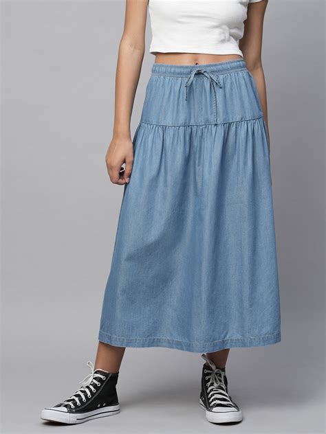 Buy Now Chemistry Cotton Tencel Denim Pull On Flared Skirt