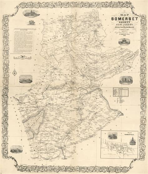 1850 Map of Somerset County New Jersey From Original Surveys Somerville Genealogy - Etsy
